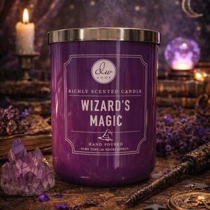 DW Home Wizard's Magic Purple Jar Candle Richly Scented Hand Poured 56 Hr New